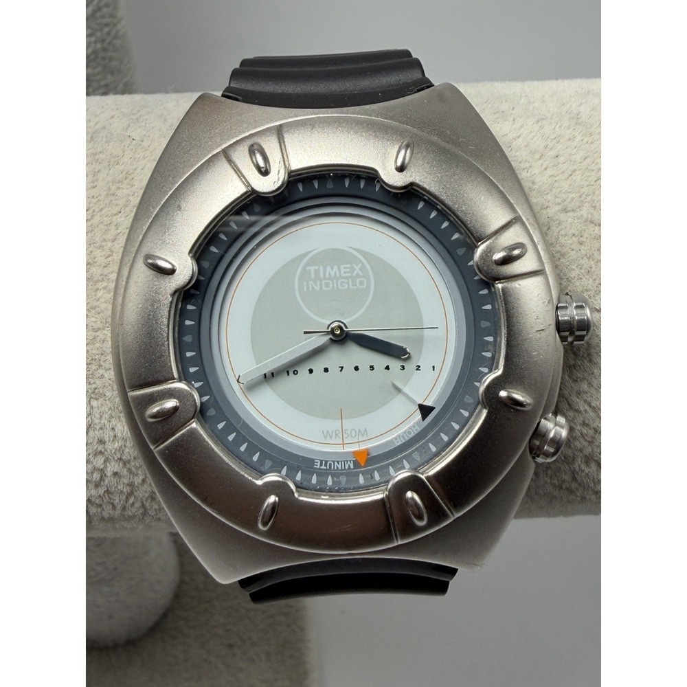 Timex Easy Ring Set Mens‎ Watch New Battery 42MM 7.75" 2001 J1 Vintage Indiglo